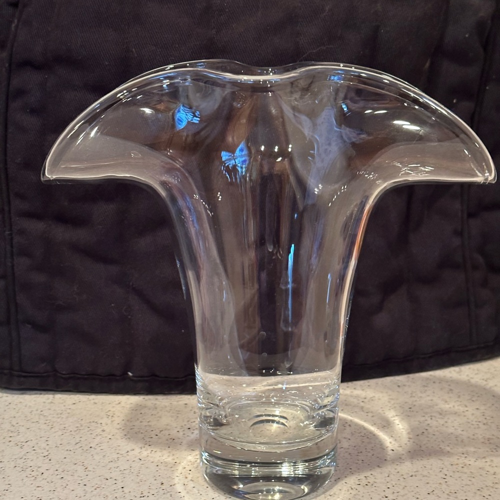 Crate & Barrel Wave Fan Glass Vase